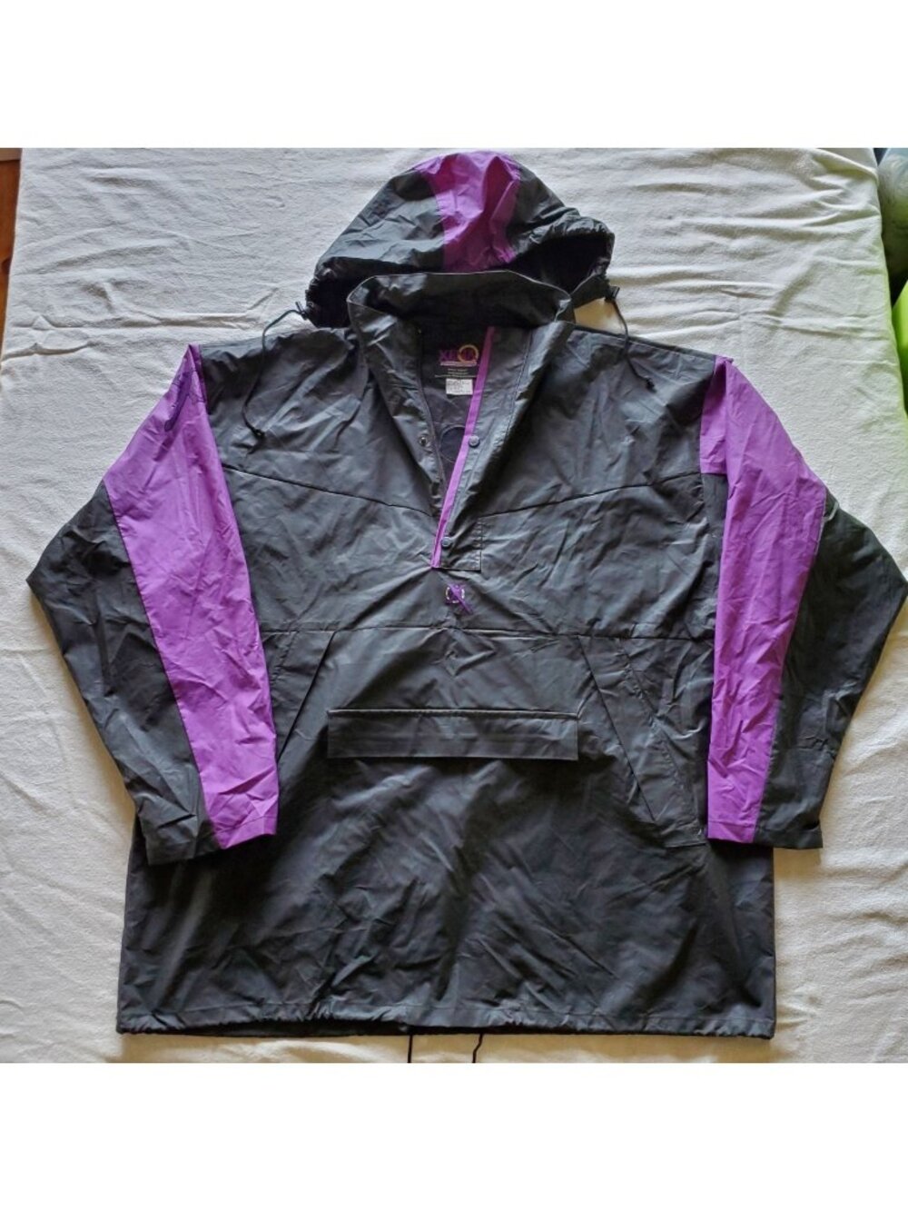 Xena Warrior Princess Pullover Windbreaker Black Purple XXL Parka Rain Coat 90s - Picture 1 of 14